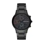 【EMPORIO ARMANI】前衛潮流黑鋼計時腕錶43MM(AR11275)