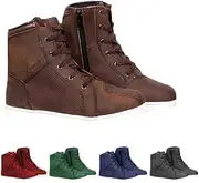 Motorcycle Boots for Men - Protective Leather Motorcycle Shoes, Breathable Reinforced Ankle Strap, Non-Slip Sole, Lace Up Touring Boots CE Approved