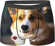 [QMNEHJ] Smart Corgi Men's Boxer Briefs Breathable Stretch Underwear Moisture-Wicking Trunks for Men