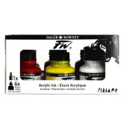 Daler-Rowney FW Acrylic Ink Set 6/Pkg-Primary 5A0029M6-1GCYL