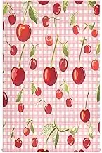 GAIREG Cute Cherries Pink White Plaids Dish Cloths and Towels, 28x18 Bulk Kitchen Towel Cute, Set of 6