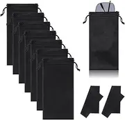 [SynHHergyx] 6 Pcs Microfiber Sunglasses Glasses Pouch 2 Cleaning Cloths, Soft Black Eyeglasses Holder, Drawstring Storage Bag for Eyeglass, Travel Sunglasses Pouch, Soft Slip in Glasses Cases, Black