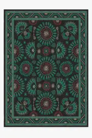 305' x 425' | Machine Washable Runner Rug | Kid & Pet Friendly | Indoor Rug | Iris Apfel Suzani Mosaic Lagoon Rug | Ruggable