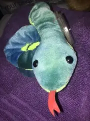 Ty Beanie Baby Hissy The Snake 1997 Retired PE Plush Toy With Tag Protector Rare