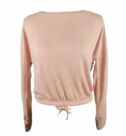 Pink Rose Juniors Size M Everyday Peach Long Sleeve Drawstring-Hem Top NWT