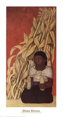 DIEGO RIVERA Indigenous Woman with Corn Stalks 36" x 19.5" Offset Lithograph 199