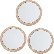 DRESSOOS Handheld Small Mirror Set of 3 Wood Framed Vanity Mirrors Portable for Travel Camping Makeup Hairdressing