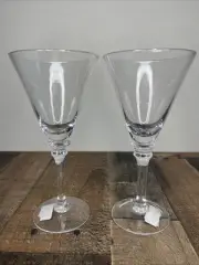 Pottery Barn Arguello Water Wine stemmed glasses goblet 8 1/2” Set Of 2