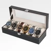在飛比找樂天市場購物網優惠-碳纖維6格12格 皮革手錶盒 高質感歐式 手錶收藏盒 手錶盒