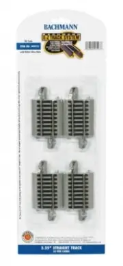 Bachmann 44513 HO, E-Z Track 2.25'' Straight Track w/ Nickel Silver, Pack of 4