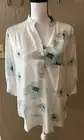 NXH - Women's White & Light Blue Floral Front Button Top - Size M - NWT