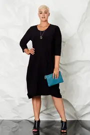 3/4 Sleeve Tulip Dress--BKBD-5