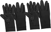 [Outanaya] 2Pair Copper Fiber Compression Gloves for Men Elastic Full Finger Sports Gloves for Outdoor Exercise Non Slip Winter Cycling Durable Reliable Gear