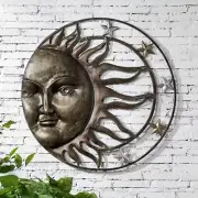 Extraordinary Sturdy Aluminum Sun and Stars Portrait Wall Hanging Sculpture