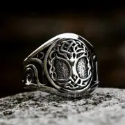 Celtic Knot Tree of Life Pattern Ring Solid 316L Stainless Steel Biker Punk Ring