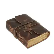 Leather Journal with Deckle Edge Paper 8x6 inch 8 x 6 Brown Lined Deckle Paper