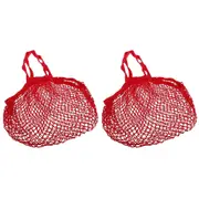 2PK Sachi Reusable Cotton String Shopping Bag/Storage Long Handle Handbag Red