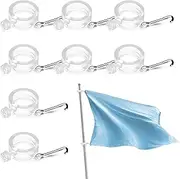 8 Pack Plastic Flag Pole Ring with Hook, Flagpole Mounting Rings Clip with Fixed Hook, Flag Rings for Flagpole for Various Outdoor Team Seasonal Flag (Transparent)