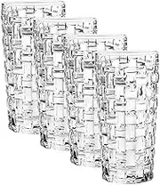 Nachtmann Bossa Nova Long Drink Glass, Clear – Textured Crystal Drinkware for Cocktails & Soft Beverages – Tall Shape Preserves Effervescence – 399 ml Capacity (Pack of 4)