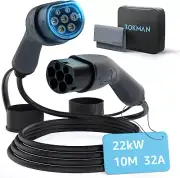 Bokman Type 2 to Type 2 EV Charging Cable, Mode 3 | 32A | 22KW | 3 Phase | 10 Me