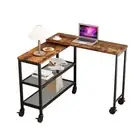 Metal L-Shape Mobile Laptop Office Study Desk Sofa End Table Over Bed Side Table