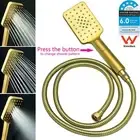 Brushed Gold 3 Functions Square Hand Held Shower Head Massage Sprayer 1.5m Hose