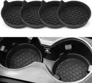 Car Cup Holder Coasters, 4-Pack Silicone Non-Slip Inserts, Black