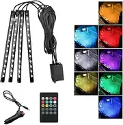 Sylvil Car Led Interior Lights, RGB 48 LED Multicolor Auto Strip Light with Sound Active Function and Remote Control, Under Dash Smart Lighting Kit with Charger, Car Accessories (Cigarette Lighter)