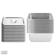 SOGA 12X Stainless Steel 1/3 Gastronorm GN Pan Full Size 20cm Deep Tray w/ Lid