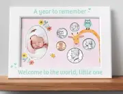 Whitman's Baby's Birthyear Coin & Photo Frame - Girl Theme