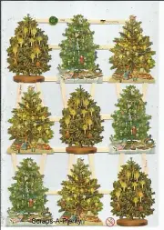 German Embossed SILVER GLITTER Scrap Die Cut - Christmas Tree EF7396G