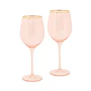 Cristina Re Rose Crystal Set of 2 Wine Glasses