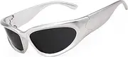 [FEISEDY] Y2K Futuristic Sunglasses for Men Women Cool Oval Wrap Around 90s Visor B2951