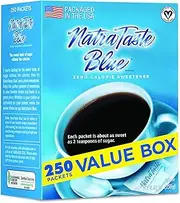 NatraTaste Blue Zero Calorie Sweetener, Bulk Sugar Substitute for Coffee, Iced Tea, Lemonade, Hot & Cold Drinks, Baking, Cooking, Low Carb, Vegan, Sugar Alternative, 250 Packets Value Box (8 pack)