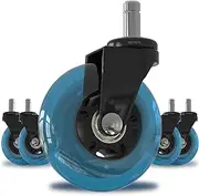 Original Office Chair Wheels (As Seen On CNN) Replacement Rubber Chair Casters for Hardwood Floors and Carpet, Set of 5, Heavy Duty Casters for Chairs to Replace Office Chair Mats - Fits 98%