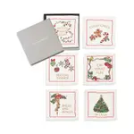 Kim Seybert Merry and Bright Cocktail Napkin in White, Red & Green, Set of 6 in a Gift Box