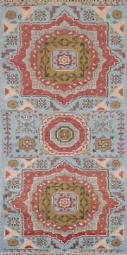 Light Blue Geometric Heriz Serapi Oriental Area Rug 3'x6' Wool Hand-knotted Rug