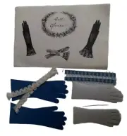 Doll Glove Makers Kit Tiny & Small Doll Hand Precut Blue Beige To Hand Sew 4 Pr