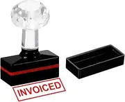 uxcell Invoiced Stamp Self Inking, Red Ink Office Stamps Pre Inked Message Stamp Refillable Business Stamp, Black