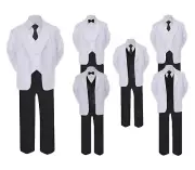 Formal Black White Suit Set Black Bow Tie Neck Tie Vest Boy Baby Toddler Teen
