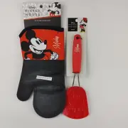 Disney Mickey & Minnie Mouse Silicone Oven Mitt Plastic Turner Spatula Set