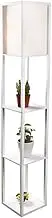 PULUOMIS Floor Lamp with Shelves, 3 Layers Wooden Shelf Standing Light, Modern Reading Lamp for Bedroom, Living Room, Office, Home Decoration (Size:26x 26 x 160 cm) (Without Bulb)-White