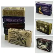 6 Rare Vtg Bordello Saloon Whore House Brothel Soap Bars Mabel's Pussy Cat Reno