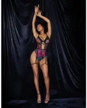 FLOWER TEDDY UNDERWIRE BODYSUIT DETACHABLE GARTERS