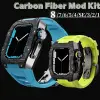 ntpt真碳纖手錶RM改裝 適用Apple Watch s8 7代 6 5 4 氟橡膠錶帶 44 45mm 鈦合金表框男-台北之家
