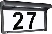 SHINEOFI LED Solar House Number Sign Plaque Solar Powered Light for Outdoor Address Visibility at Night for Gardens Patios Yards and Pathways