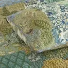 TROPICAL CHIC BLUE TEAL AQUA BROWN GREEN IVORY PALM TREE LEAF BEACH QUILT SET