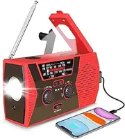 2021 Upgraded Emergency Solar Hand Crank Radio with NOAA/AM/FM Portable Weather Radio with LED Flashlight Reading Lamp 2000mAh Power Bank and SOS Alarm for Camping Home