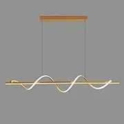 TONFON Geometric Spiral LED Hanging Light Linear Metal Gold Finish Chandelier Slim Long Strip Pendant Light for Kitchen Island Living Room Bedroom Bedside Dining Room Hallway Ceiling Light Fixture