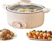 Hot Pot Electric with Divider, Left Pot Capacity 6l Right Pot Capacity 7l, Dual Sided Removable Non-Stick Hotpot Pot Electric, Hot Pot with Multi-Power Control, 1 Silicone Ladles Included